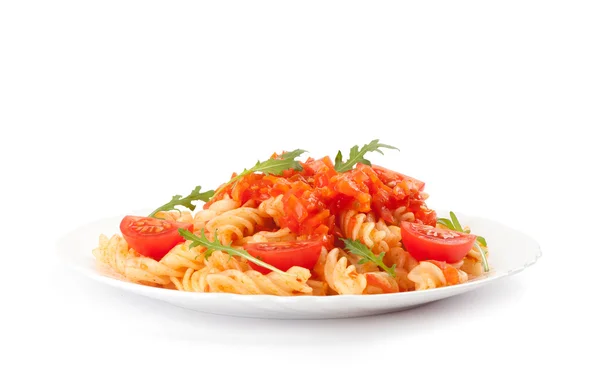 Fusilli pasta med tomatsås — Stockfoto