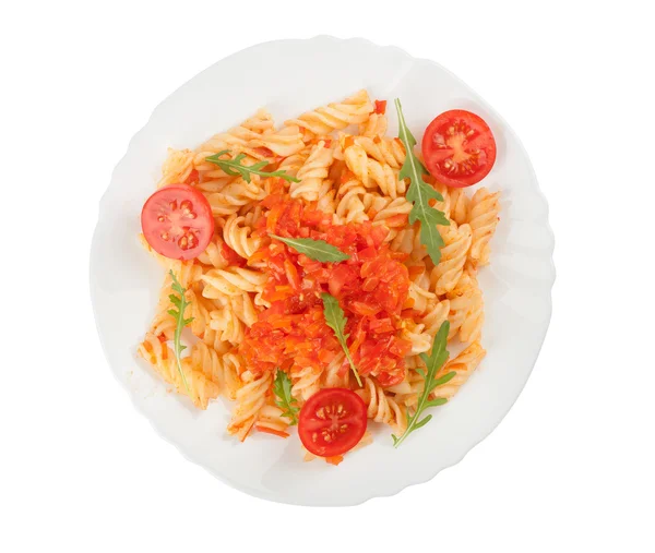Fusilli pasta på en tallrik — Stockfoto