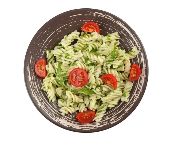 Fusilli pasta with arugula — Stock Photo, Image