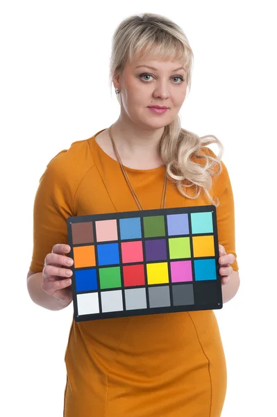 Blonde woman portrait over a white background — Stock Photo, Image