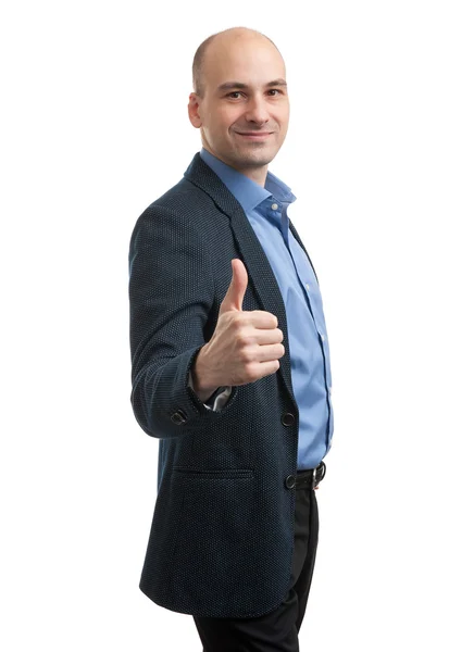 Smiling businessman with thumb up — Stock Photo, Image