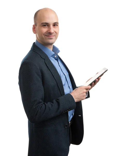 Happy Young Man Using Digital Tablet — Stock Photo, Image