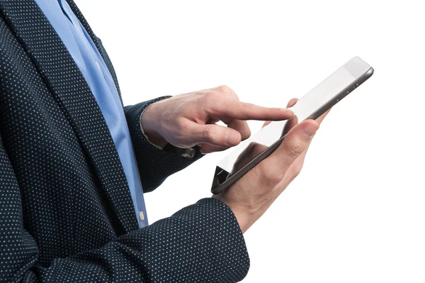 Men in formal wear holding digital tablet — Stock Photo, Image