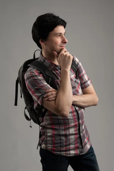 Travelling student with backpack — Stock Photo, Image