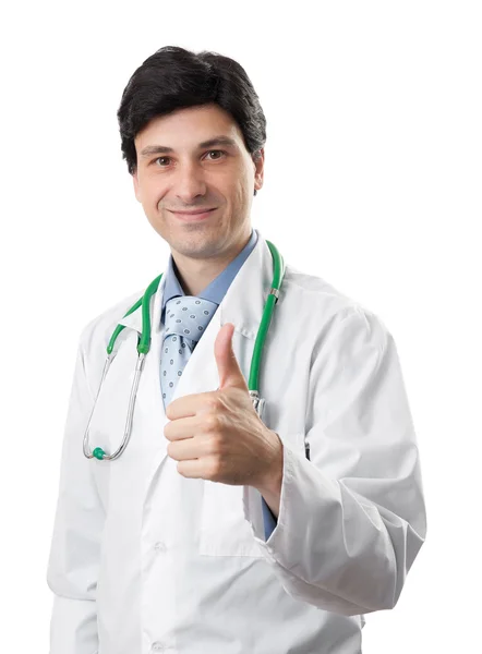 주는 웃 고 친절 한 의사가 엄지손가락 — 스톡 사진