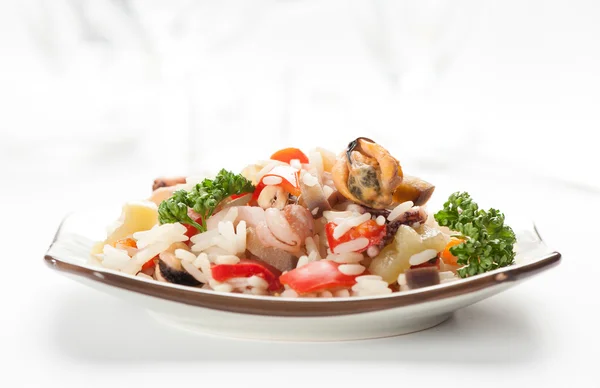 Arroz con mariscos y verduras — Foto de Stock