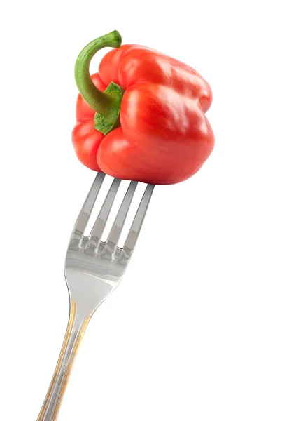 Red pepper on a fork — Stock Photo, Image