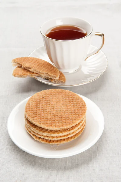 Te i en kopp med kex — Stockfoto