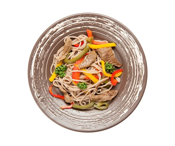 Buckwheat Spaghetti with Vegetables — Stock Photo, Image