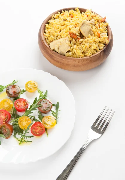 米饭和蔬菜沙拉 — 图库照片