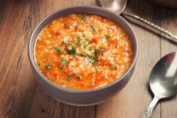 Tomato soup with lentil — Stock Photo, Image