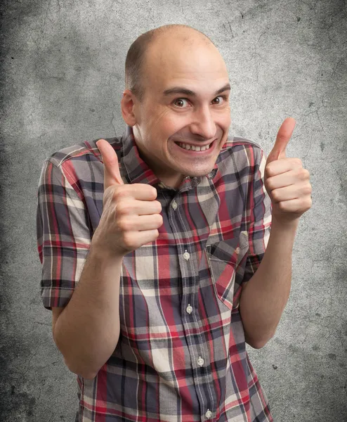 Funny guy showing his thumbs up — Stock Photo, Image