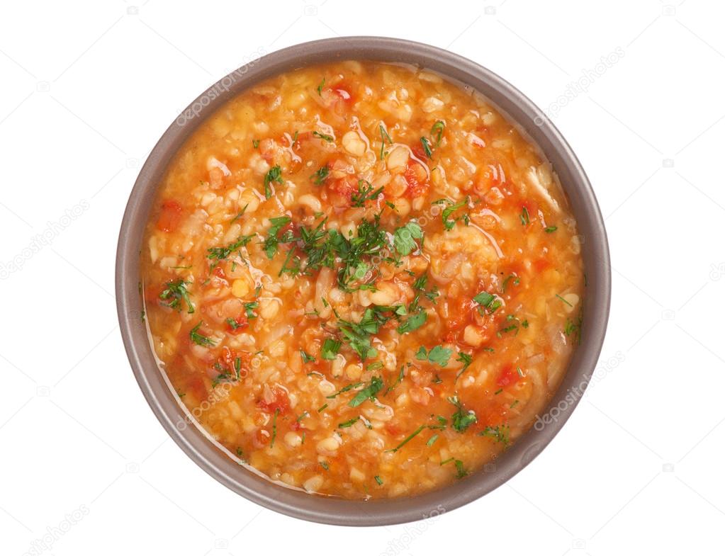Vegetable soup with lentil and bulgur