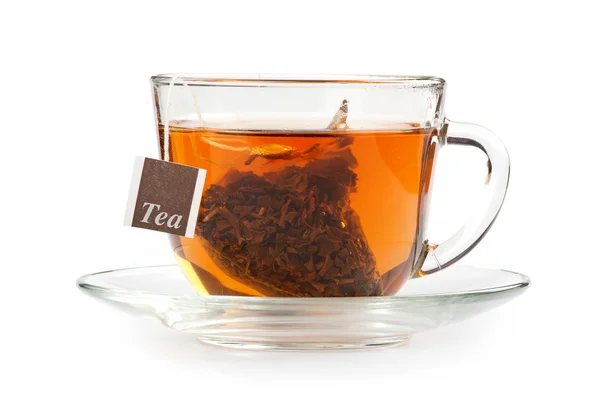 Una taza de té con una bolsa de té — Foto de Stock