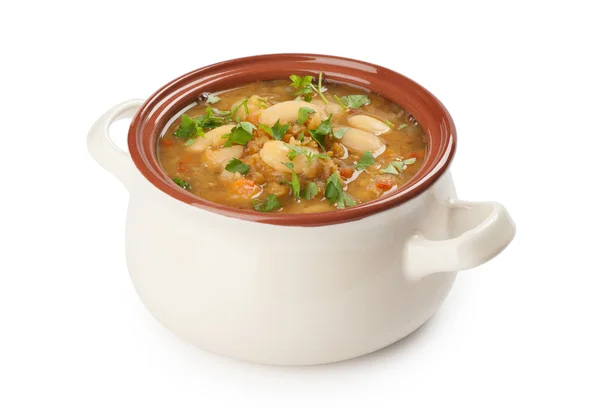 Bean soup on white background with clipping path — Stock Photo, Image