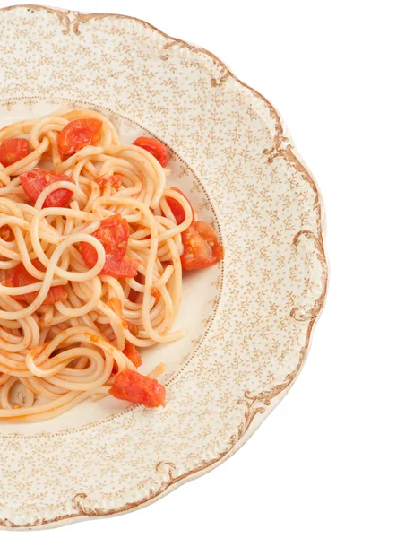 Piatto di spaghetti e salsa di pomodoro — Foto Stock