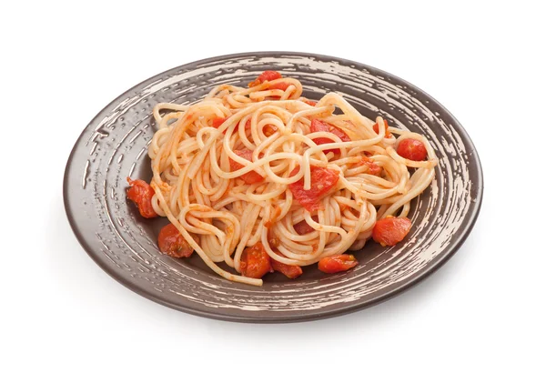 Plate of spaghetti and tomato sauce — Stock Photo, Image