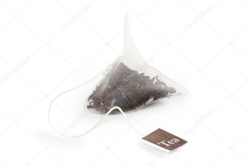 Tea bag on a white background