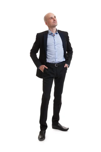 Uomo d'affari sorridente in piedi tutta la lunghezza — Foto Stock