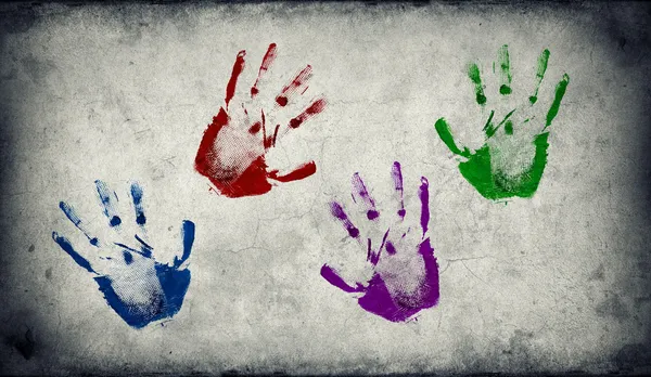 Mãos em cores diferentes — Fotografia de Stock
