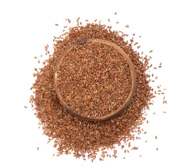 uzun taneli beyaz zemin üzerine kırmızı pirinç