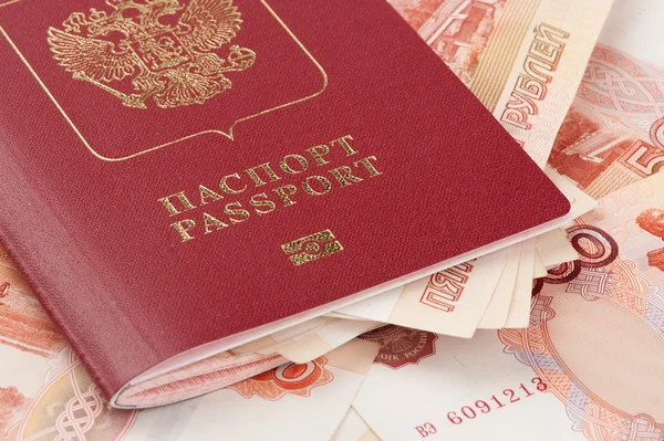 Russian passport with money — Stock Photo, Image