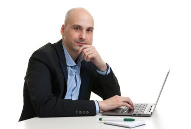 onun laptop çalışma meşgul işadamı