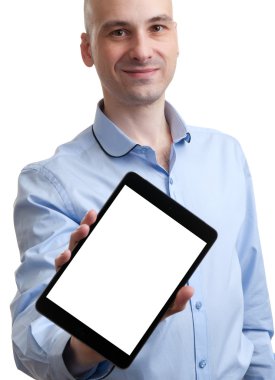 adam onun tablet pc gösterilen