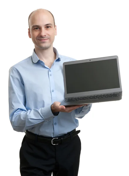 Homem de negócios com um computador portátil — Fotografia de Stock