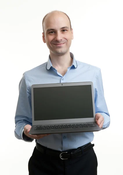 Homem de negócios com um computador portátil — Fotografia de Stock