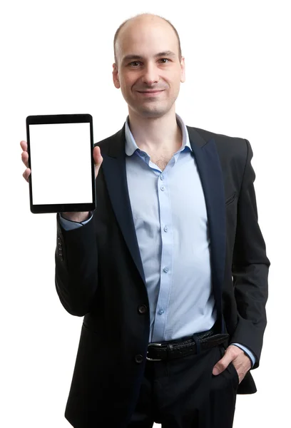 Obchodní muž hospodářství digitální tablet — Stock fotografie