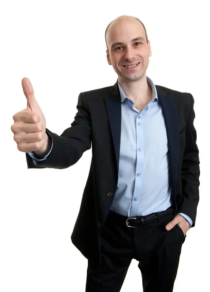 Business man showing thumbs up gesture — Stock Photo, Image