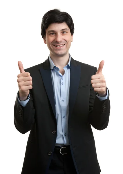 Business man showing thumbs up gesture — Stock Photo, Image