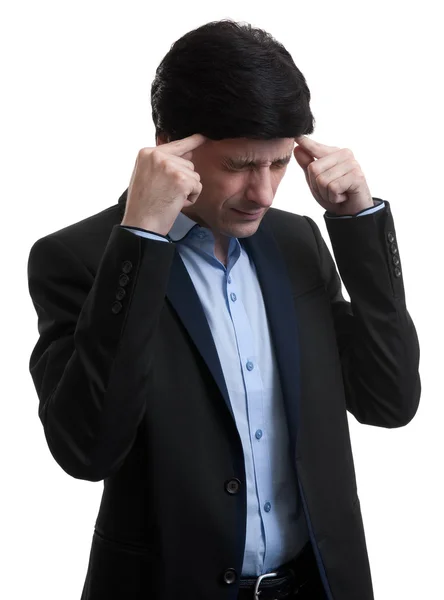 Frustrado homem de negócios com uma dor de cabeça — Fotografia de Stock