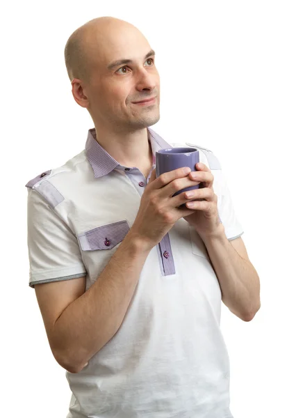 Příležitostné mladík s šálkem kávy — Stock fotografie