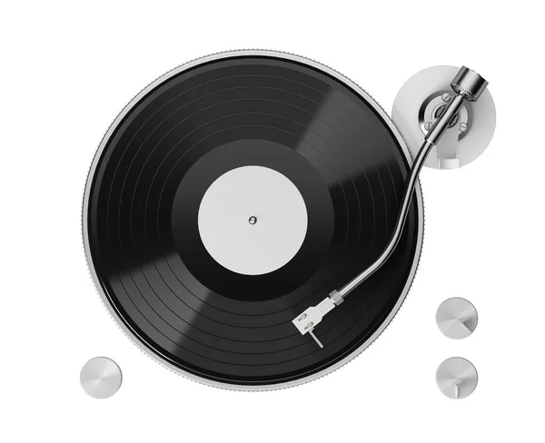 Vändbar Vinyl Skivspelare Ovanifrån Illustration — Stockfoto