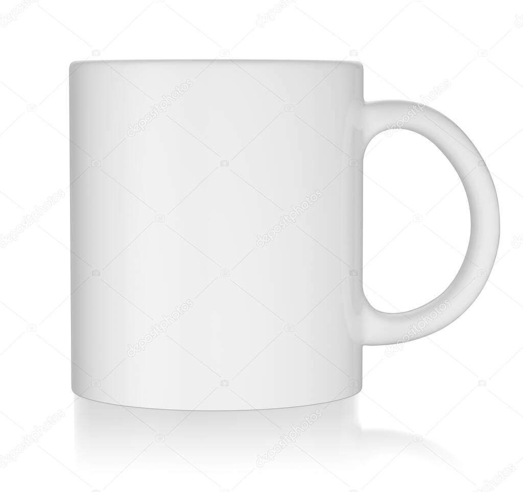 Blank White Ceramic Mug Isolated. 3d illustration