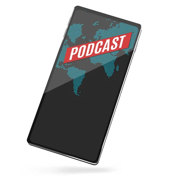 Escuchar Podcast Smartphone Ilustración —  Fotos de Stock