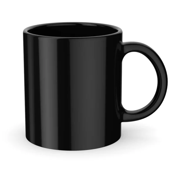 Blank Black Ceramic Mug Isolated White Background Illustration — Stock Fotó