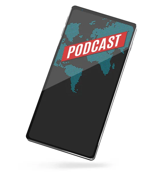 Listening Podcast Smartphone Illustration 로열티 프리 스톡 사진