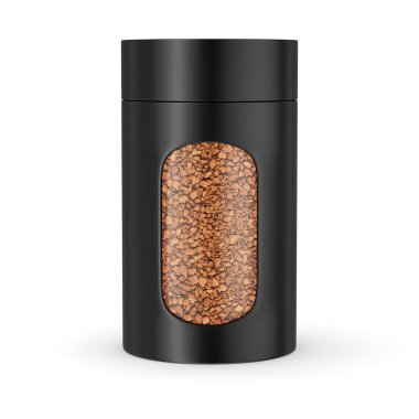 Beyaz arka planda izole edilmiş kahve tanecikli yemek kavanozu.