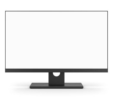 Bilgisayar monitörü beyaz arkaplanda izole edildi. 3d illüstrasyon