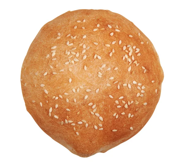 Sesame Seed Hamburger Bun Isolated White Burger Top View — Stock Photo, Image