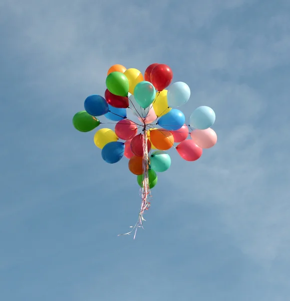 Multicolored balloons in the city festival — Stock Photo, Image