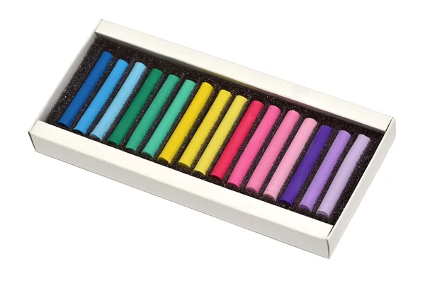 Giz de cor na caixa isolada — Fotografia de Stock