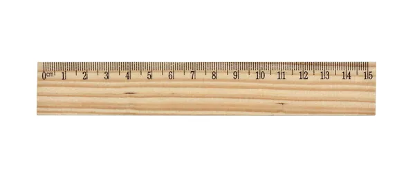 Wooden ruler isolated on white — Stock Photo, Image