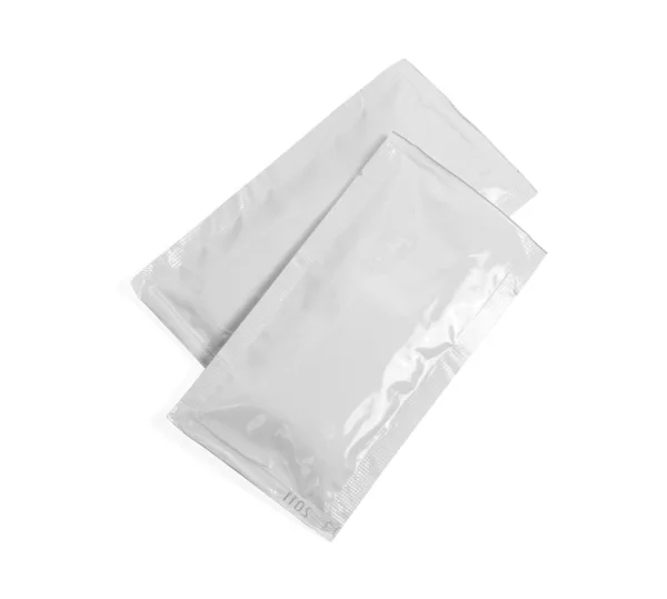 Recipiente de plástico blanco en blanco. aislado en blanco — Foto de Stock