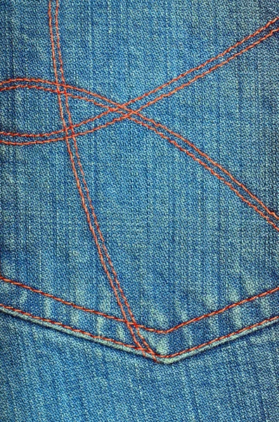 Slitna blå denim jeans textur, bakgrund — Stockfoto