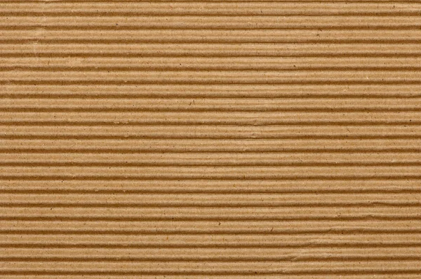 Brown corrugated cardboard texture, striped horizontally paper — Stock Photo, Image