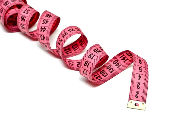 白地にピンクの測定テープ — ストック写真